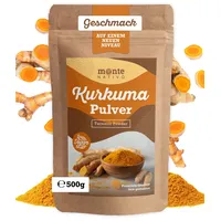 Kurkuma Pulver (500 g) von Monte Nativo, gemahlen | Nahrungsergänzungsmittel | Kurkuma für goldene Milch | Curcuma aus Indien | Ayurveda