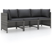 NITCA 3-Sitzer-Gartensofa Gartenlounge Rattan,Balkonmöbel Klein Grau,Lounge Klein Balkon,Balkonlounge,Gartensofa mit Auflagen,Lounge Sofa Loungemöbel Terrasse Balkonmöbel Rattan(3-Sitzer)