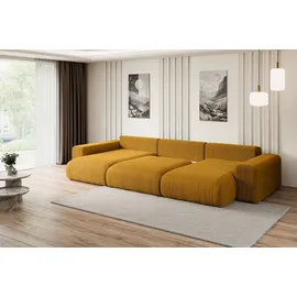 altdecor Eckcouch U-Form mit Schlaffunktion 3-Sitzer Gelb