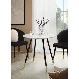 Wohnling Esszimmertisch 75 x 76 x 75 cm Marmor-Optik weiß