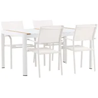VCM ebuy24 Togo Gartenset Tisch 90x150cm Weiß 4 Stühle