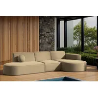 Fun Möbel Ecksofa SUNDAY in wetterfester Stoff ART-N Beige Ottomane Rechts