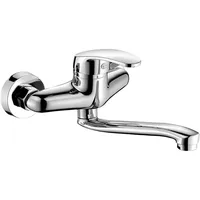 Wasserhahn Wandmontage: Küchenarmatur Wandmontage, 360° Drehbar Wasserhahn Küche Wandarmatur, Spültischarmatur Mischbatterie, Kalt und Heiß Einhebelmischer Küchenarmatur Wandmontage, Schwenkarm 25cm