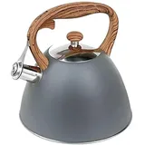 Luckyberg Moderne Wasserkessel Induktion Pfeifkessel aus Edelstahl, Teekessel für alle Kochplatten, Flötenkessel, Wasserkocher für Tee Kaffee, ca 3L (Grau)