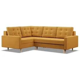 mebligo Ecksofa mit Schlaffunktion, Wendekissen, Otomane, Bettkasten, Gelb - Gelb
