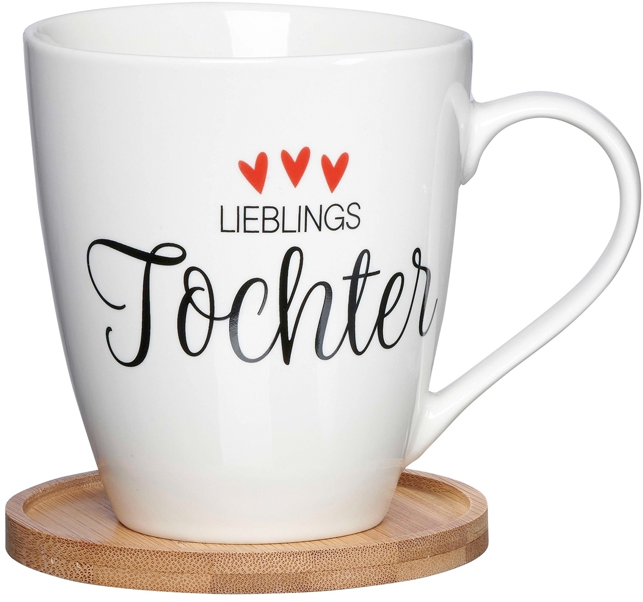 Ritzenhoff & Breker Kaffeetasse mit Untersetzer FAMILY, Weiß - Porzellan - 560 ml - Lieblings Tochter