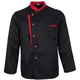 chiwanji Kochjacke Langarm Bäckerjacke mit Druckknöpfe Kochbekleidung Gastronomie Chef Coat Jacket, Schwarz, XL - XL