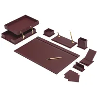 Bonded Set Luxus-Schreibtischunterlage und Schreibtisch-Organisation, Schreibtisch-Organizer, Leder-Schreibtisch-Organizer (Burgundy)