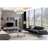 JV Möbel Sideboard Wandschrank), Bücherregal Sofa 3 Sitzer Couchtisch Wohnwand Grau