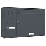 AL Briefkastensysteme 1er Premium Briefkasten Außen Anthrazit inkl. Zeitungsfach