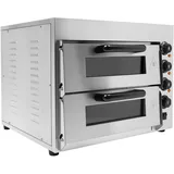 Doppelstock-Pizzaofen 3000W Edelstahl Minibackofen mit 50-350°C Temperaturregelung und 1-60min Timer Edelstahl Backofen für Pizzerien Restaurants Bäckereien Haushalte