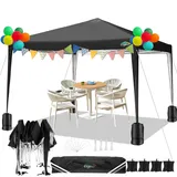 COBIZI Pavillon 3x3m Wasserdicht Pop Up Pavillon 3x3 faltbar Faltpavillon Gartenpavillon Partyzelt Faltzelt 3x3 höhenverstellbar Bierzelt mit 4 Sandsack(Schwarz