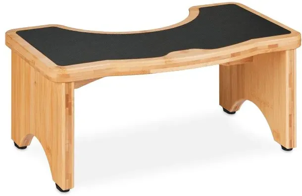 Relaxdays Toilettenhocker aus Bambus Hellbraun,Schwarz