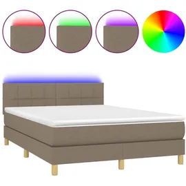 vidaXL Boxspringbett 140 x 200 cm Taupe