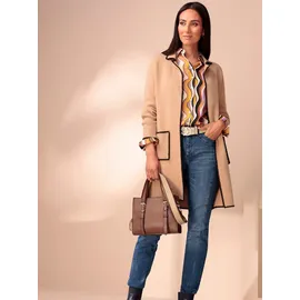 Heine Strickjacke HEINE, Damen, Gr. 34, gelb (camel, schwarz, gemustert), 50% Viskose, 28% Polyester, 22% Polyamid, unifarben, Strickjacken