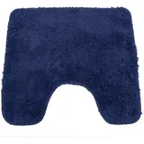 NYVI Badematte WC Vorleger mit Ausschnitt NYVISpa Lasalle Navy Toiletten Teppich, Höhe 20 mm, Polyester, Rutschfest, Saugstark, Schnell Trocknend, Fußbodenheizung geeignet blau 45 cm x 50 cm x 20 mm