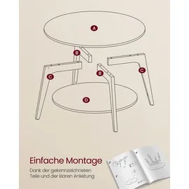 VASAGLE Couchtisch Weiß MDF 80 x 45 cm