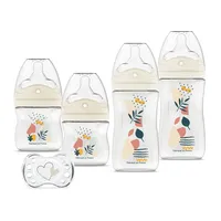Dodie 4 Babyflaschen gegen Colik, mehrperforierter Sauger (2 x 150 ml und 2 x 270 ml), ein Baby-Sauger, Terrakotta