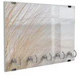 DEQORI Schlüsselbrett 'Windspiel am Strand', (1 St), Schlüsselhalter Schlüssel Haken Schlüsselboard modern Schlüsselleiste beige|grau
