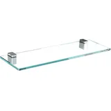 bijon Glasregal Glasablage Wandregal Glas Bad-Regal Glas Badezimmer Regal Badablage Ablageregal - 8mm Hartglas, 30 x 15 cm, Klarglas + Halterung H - Edelstahl Optik