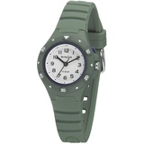 Sinar Kinder Jugend Armbanduhr Sportuhr Jungen Mädchen Analog Quarz 10 bar mit Silikonarmband und Licht Olivgrün