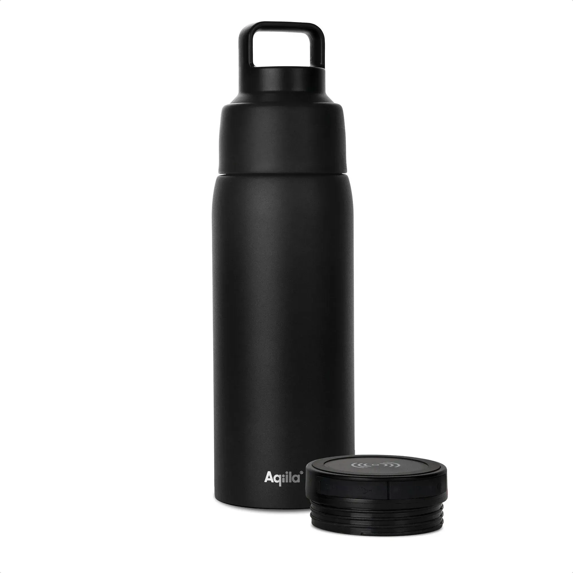 Aqiila Powerbottle BO5 Trinkflasche 600 ml mit Powerbank 5000 mAh, 15 W und IPX4 Spritzwasserschutz