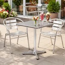 Mojawo Mojawo® Bistrogarnitur 3-teilig Bistrotisch Aluminium eckig 60x60cm H70cm / 110 cm höhenverstellbar + 2 Stapelstühle Aluminium