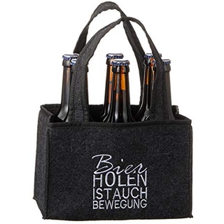 Witzige Tasche Flaschenträger Bier Holen ist auch Bewegung für 6 Flaschen aus Polyester