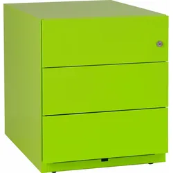 BISLEY Note Rollcontainer mit 3 Schüben aus Metall abschließbar in grün - Bürocontainer mit Schloss für DIN A4 Dokumente, Kleinteile & Büromaterial,