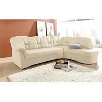 DOMO collection Ecksofa Papenburg, zeitlose Rückensteppung, elegante Armlehne, L-Form, mit Ottomane, wahlweise mit Bettfunktion beige
