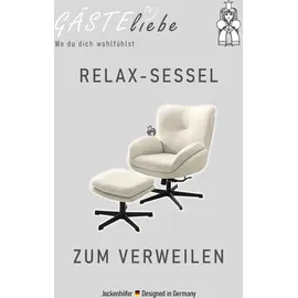 Jockenhöfer Relaxsessel Hawaii Chenille 76 x 98 x 90 cm Beige mit Hocker