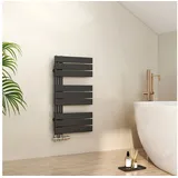 EMKE Paneelheizkörper Schwarz Flach Badheizkörper Design Handtuchtrockner, 76.2X40cm 342W Bad Warmwasser ohne Multiblock Seitenanschluss schwarz 40 cm x 76.2 cm