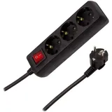 Ledkia - Steckerleiste mit 3 Schuko Steckdosen Typ f 3m Schwarz