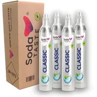 SodaTASTE CO2-Zylinder kaufen 4er-Pack (Reservezylinder) für Wassersprudler, Classic, für bis zu 240l gesprudeltes Wasser