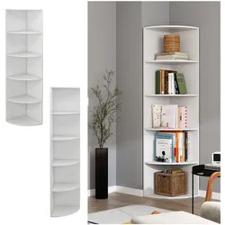 Oskar-Store Eckregal Fabienne, 180x40cm, Weiß, stehendes Bücherregal mit 5 Fächern