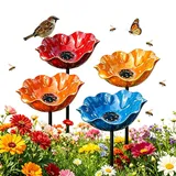 4 Stück Metall Vogeltränke Bienentränke Gartendekoration Längere Lebensdauer Metall Gartenstecker Dekorative Fütterschale für Vögel und Bienen (B)