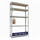TKT Schwerlastregal Holz/Stahl 180x120x40cm grau