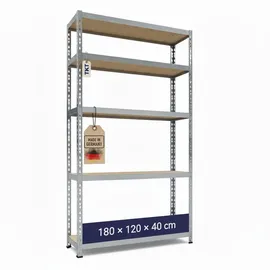 TKT Schwerlastregal Holz/Stahl 180x120x40cm grau