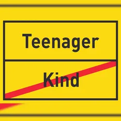 Teenager Kind Schild Ortsschild A6 (105x148mm)