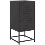 furnicato Nachttisch Schwarz 36 x 39 x 78 cm aus Stahl mit Stauraum (1-St) schwarz