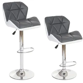 Mendler 2er-Set Barhocker höhenverstellbar Kunstleder  grau