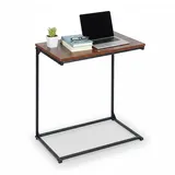 Relaxdays Beistelltisch, C-Form, neigbare Tischplatte, HBT: 66 x 55 x 35 cm, Laptoptisch mit Stopper, schwarz/ braun