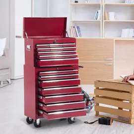 Homcom Werkstattwagen Metall 33x113x61,5 cm rot unbestückt