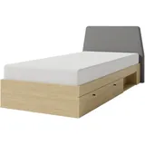 Deine Möbel 24 Jugendbett ALBI 120 x 200 cm Eiche grau