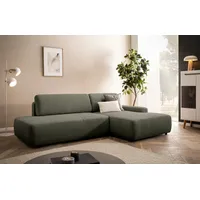 Ecksofa INOSIGN "TORGE, Schlafsofa Cord, Samtvelours u. Strukur fein, Couch in L-Form", grün (khaki), B:276cm H:82cm T:164cm, 100% Polyester, Sofas, Schlaffunktion und Bettkasten, Liegefläche: 210x125 cm, neues Design