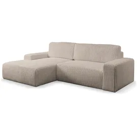 werk2 Ecksofa Rotterdam-L Breitcord 3-Sitzer Taupe