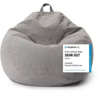 Lumaland Sitzsack Comfort Line | Indoor Beanbag 70x80x50cm mit mehr als 1 Mio. anpassbaren EPS-Perlen | Weiches & Komfortables Bodenkissen | Sessel für Kinder & Erwachsene | 120 L Volumen [Hellgrau]
