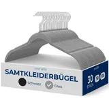 SereneLife Samtbügel, 30 Stück- Hemdenbügel, Kleiderbügel Platzsparend für Kleideraufbewahrung & Organisation, Hangers Clothes mit 360° drehbarer Haken, für Tops, Jacken, Blusen, Trägerkleider, Grau