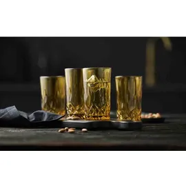 Lyngby Glas Sorrento Highball Glas, Longdrinkglas, 38 cl, 4 Stck., Amber