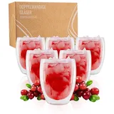 Exitoso Gläser-Set 6er-Set 330ml, Glas, Latte Macchiato Kaffee Softdrinks Bier Tee Kakao, doppelwandig